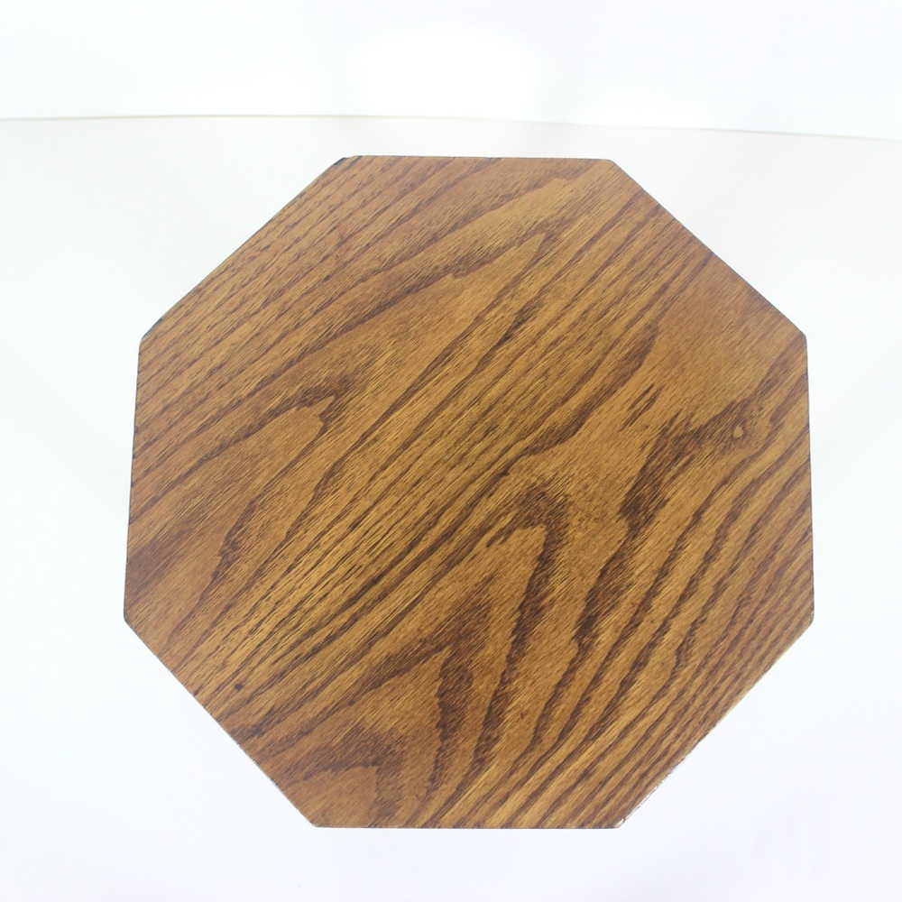 Vintage Oak Wood Octagonal Stool or Plant Stand - Picture 2 of 14